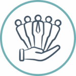 hand holding group of people icon
