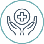 two hands hovering under a cross