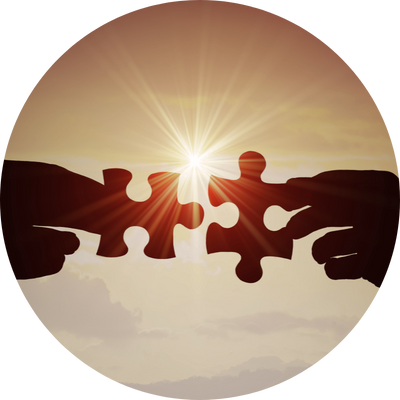 two hands uniting puzzle pieces